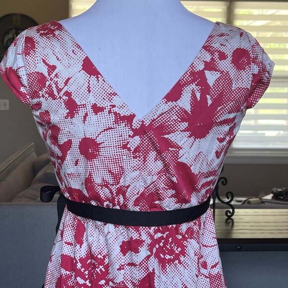 Motherhood Maternity Dress Size Small Pink White Midi Length Baby Shower Church - Picture 5 of 11